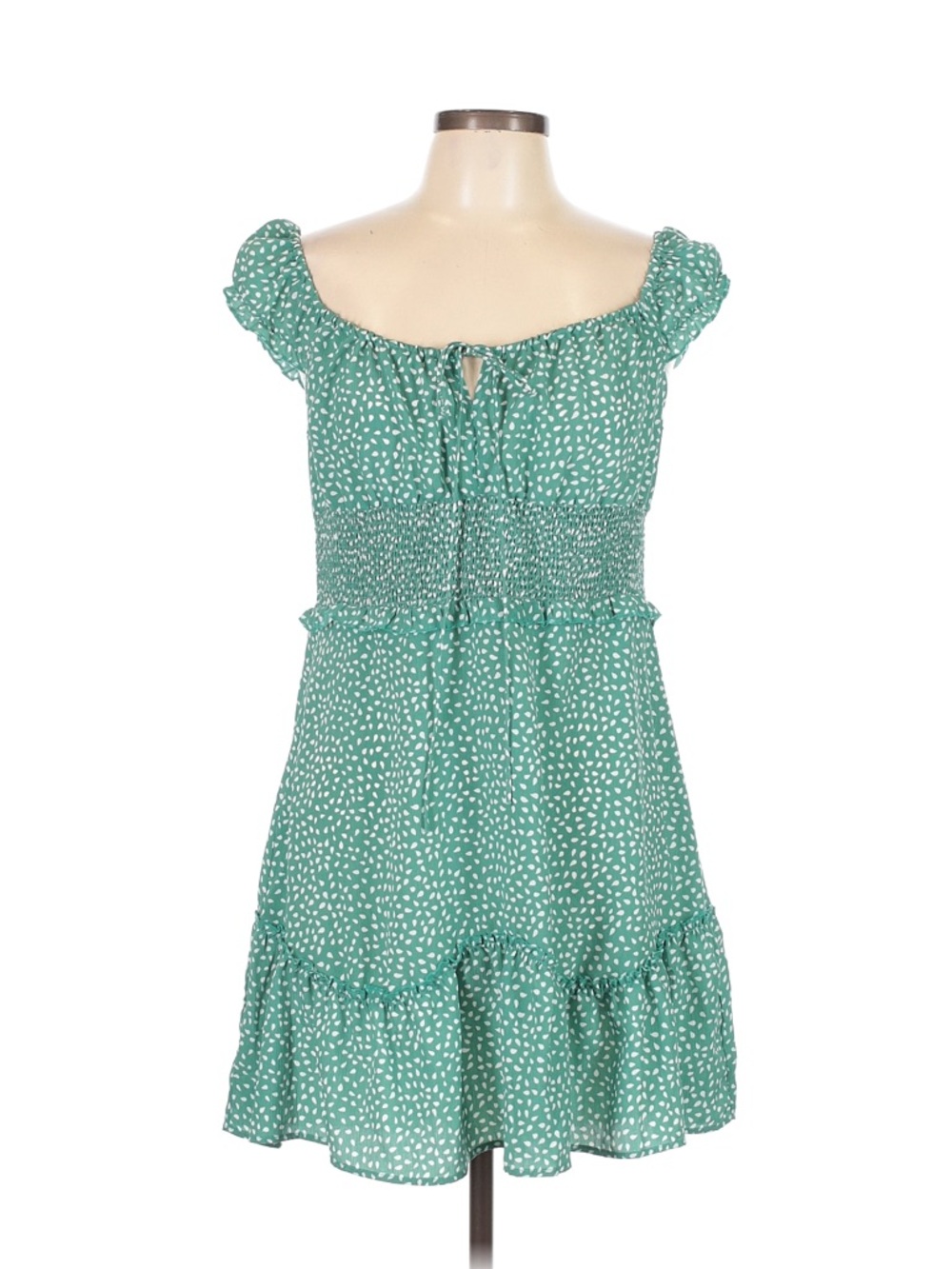 SHEIN Green Printed Mini Dress